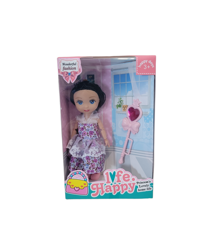 Muñeca con accesorios en cajita