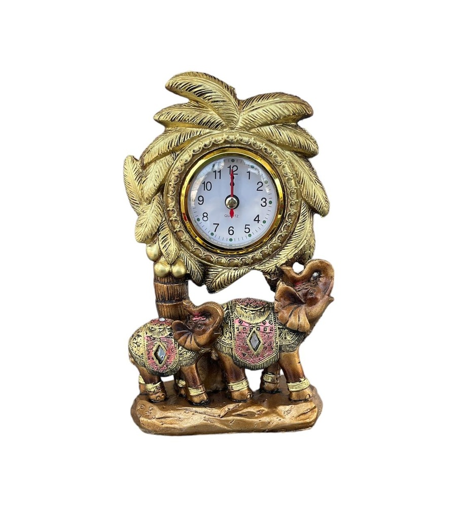 Adorno figura elefante con reloj