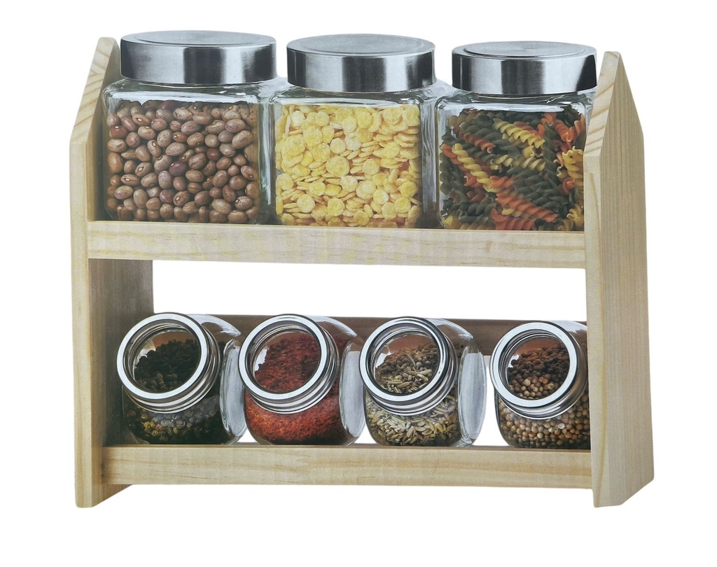 Set de 7 Botes con Organizador de madera