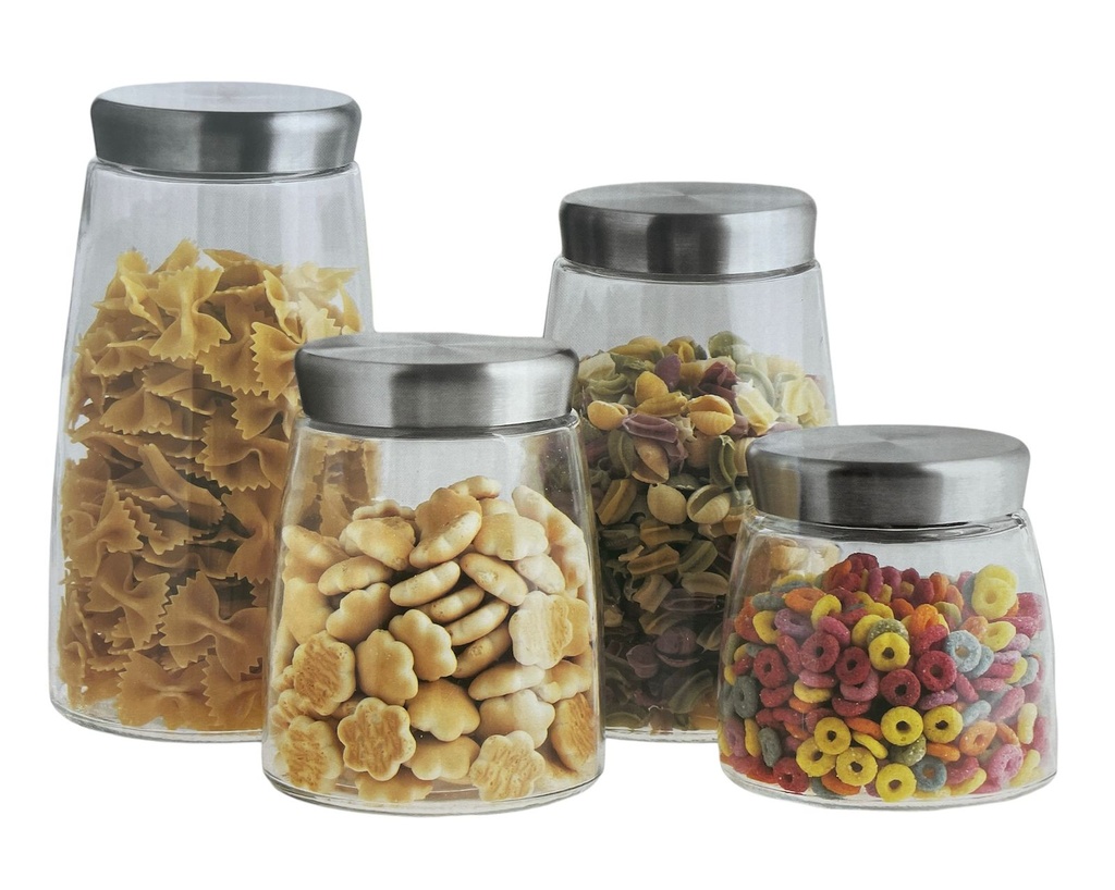 Set de 4 Botes de vidrio 2100ml, 1700ml, 1300ml, 900ml