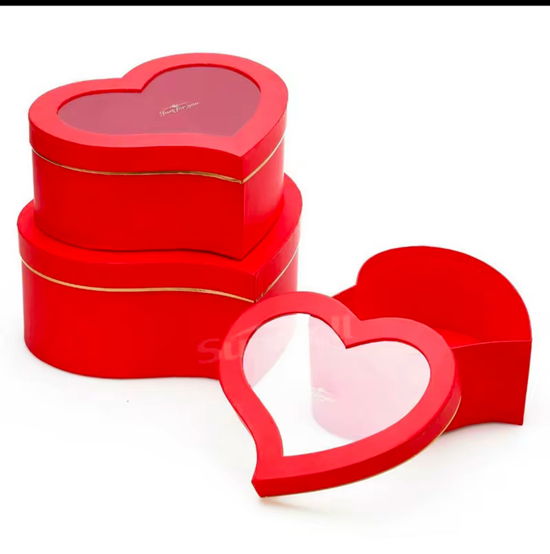 set de 3 cajas figura corazon