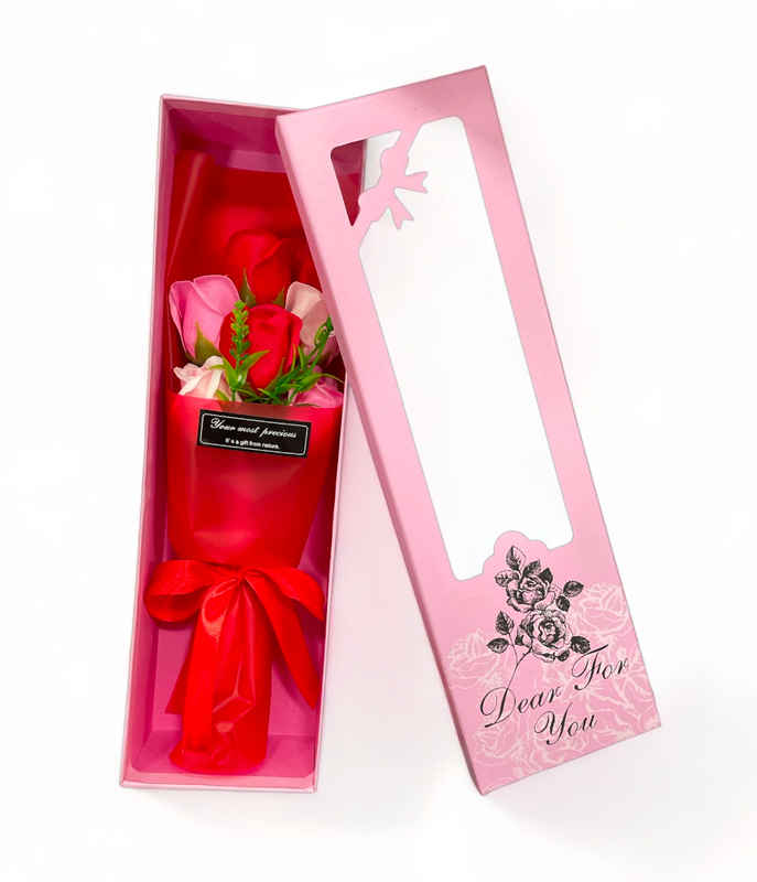 ramo de flor jabon en caja