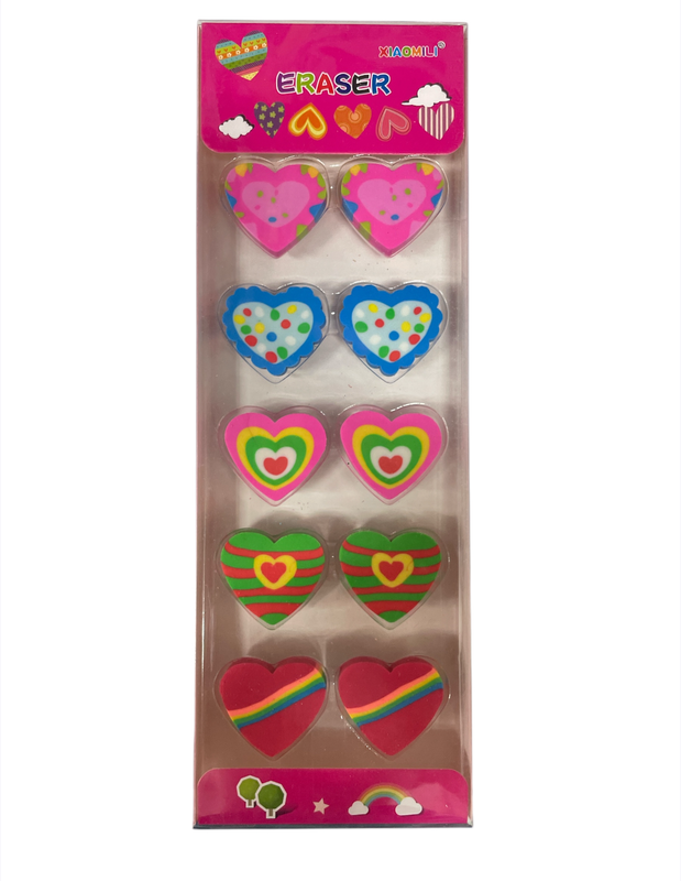 set de 10 borradores en estuche