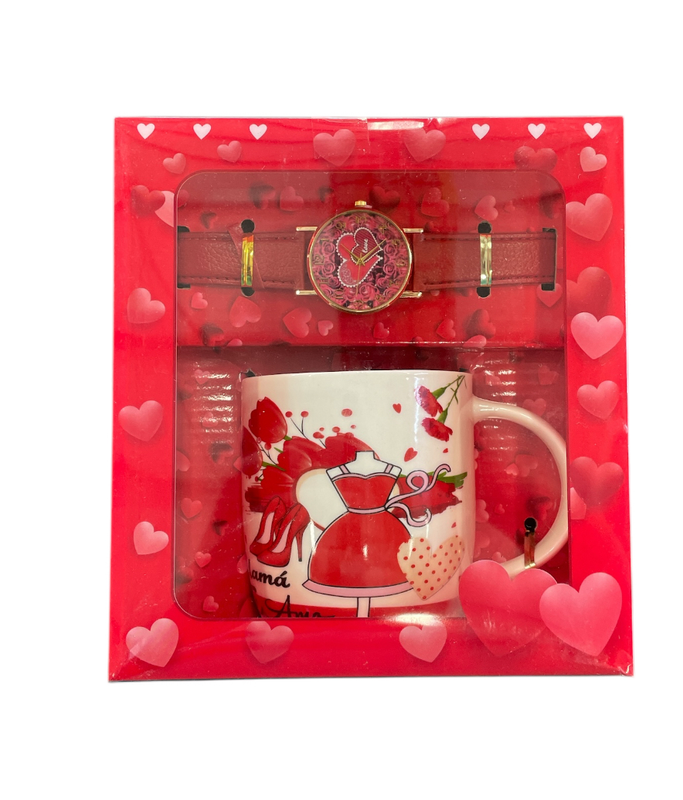 Reloj con taza dia de la madre