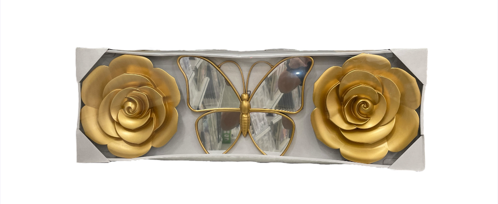espejo figura mariposa con 2 adornos