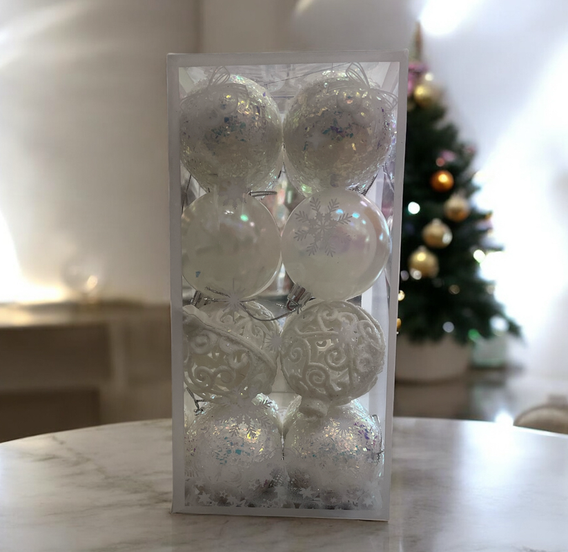 set de 16 pelotas navideñas en estuche