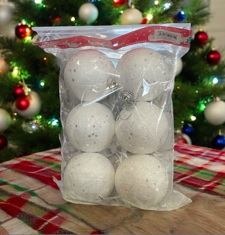 set de 6 pelotas navideñas en bolsa