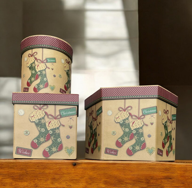 set de 3 cajas navideñas