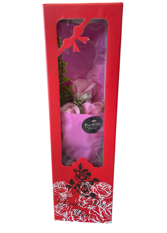 Jabon en forma de flor en caja