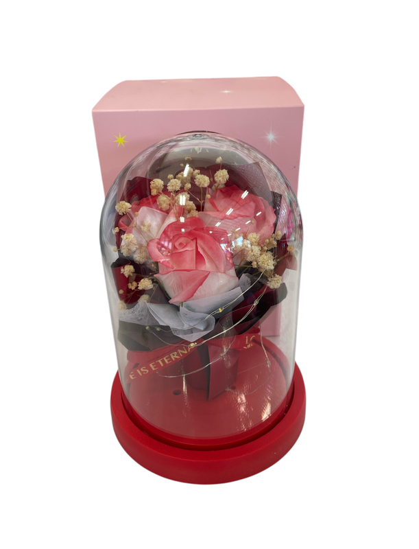 Adorno de Vidrio con Rosas con Luz