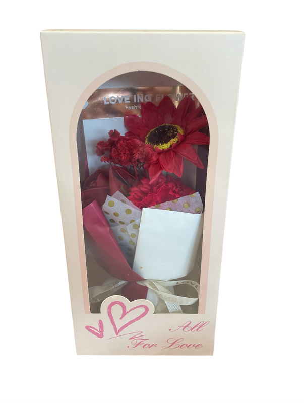ramo de flor jabon en estuche