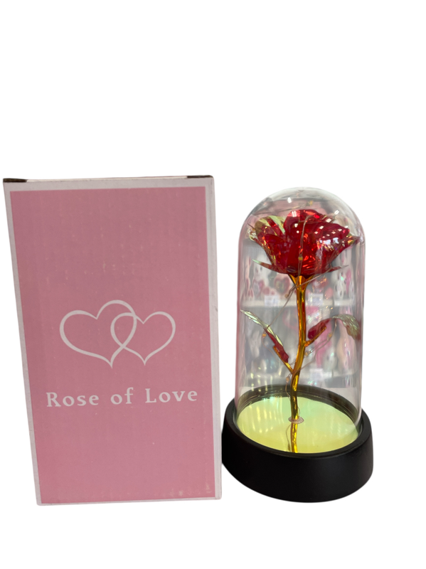 ADORNO DE VIDRIO ROSA CON LUZ