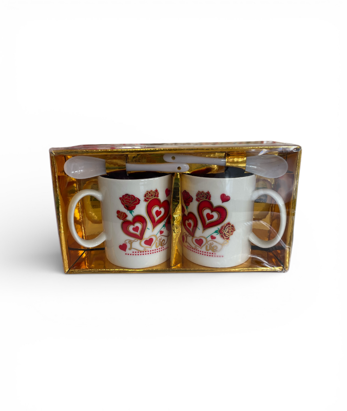 set de 2 tazas con cuchara de amor