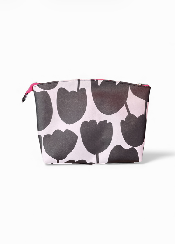 Cosmetiquera blanca diseños negro