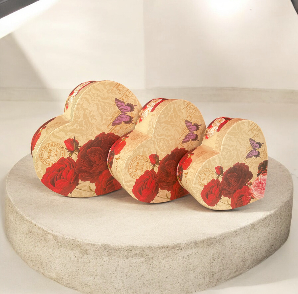 set de 3 cajas figura corazon