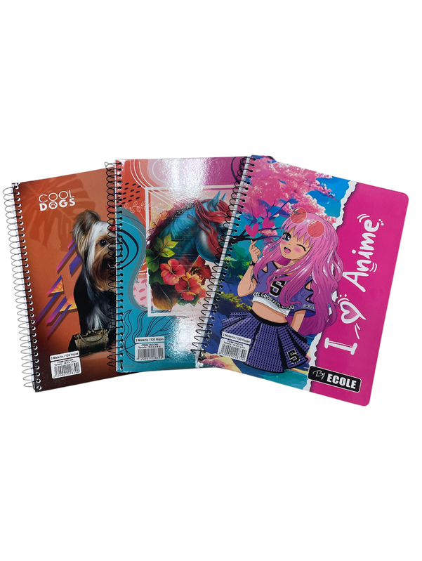 cuaderno de 3 materias