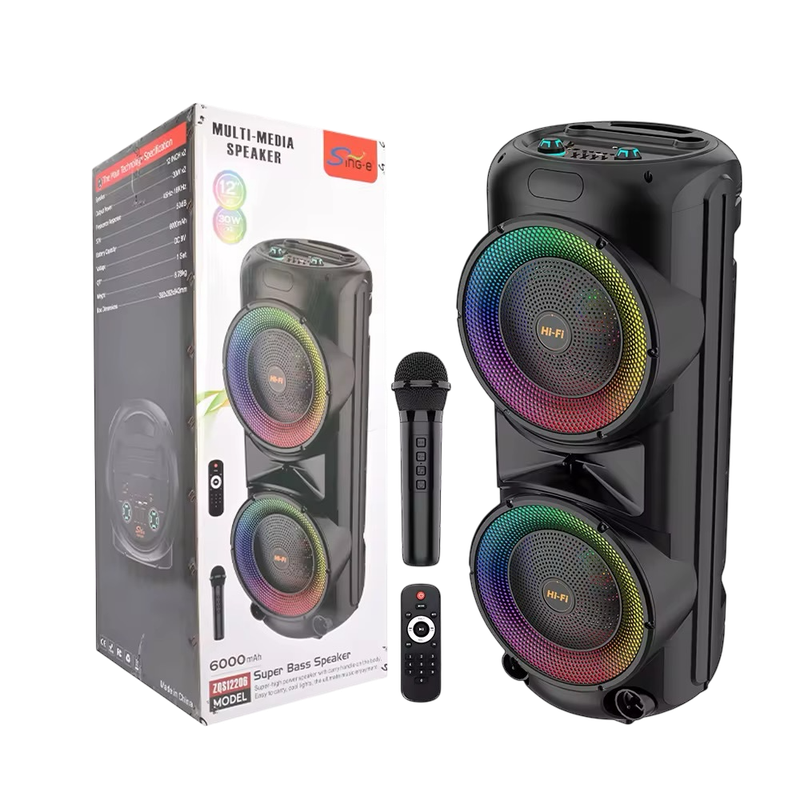 Parlante grande con microfono y control