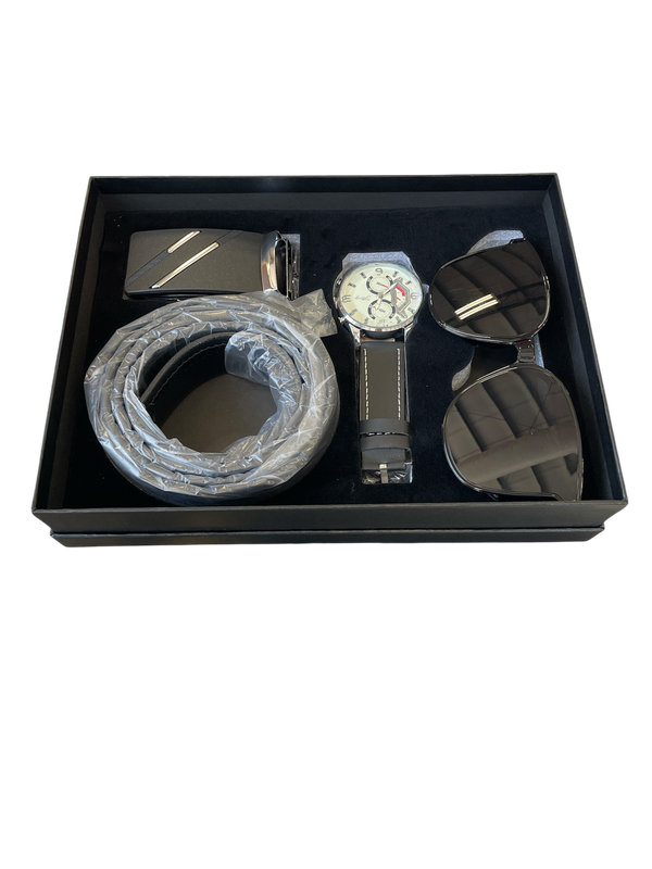Set de reloj, faja con lentes en estuche
