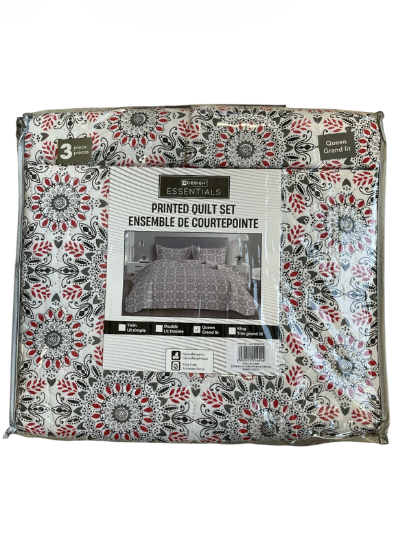 Set de cama con edredon queen 3 piezas