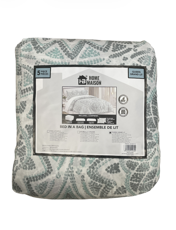 Set de cama con edredon queen 5 piezas