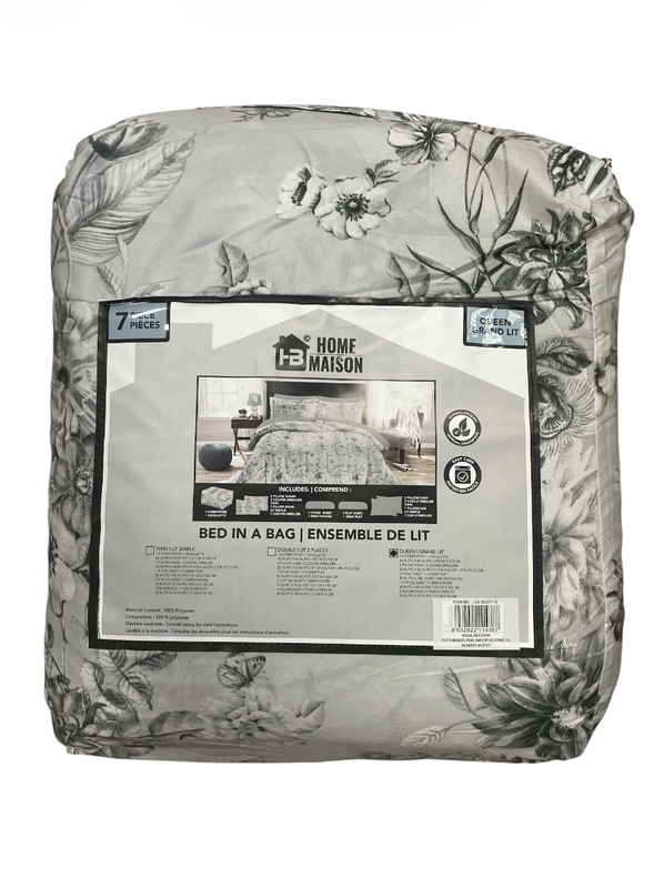 Set de cama con edredon queen 7 piezas