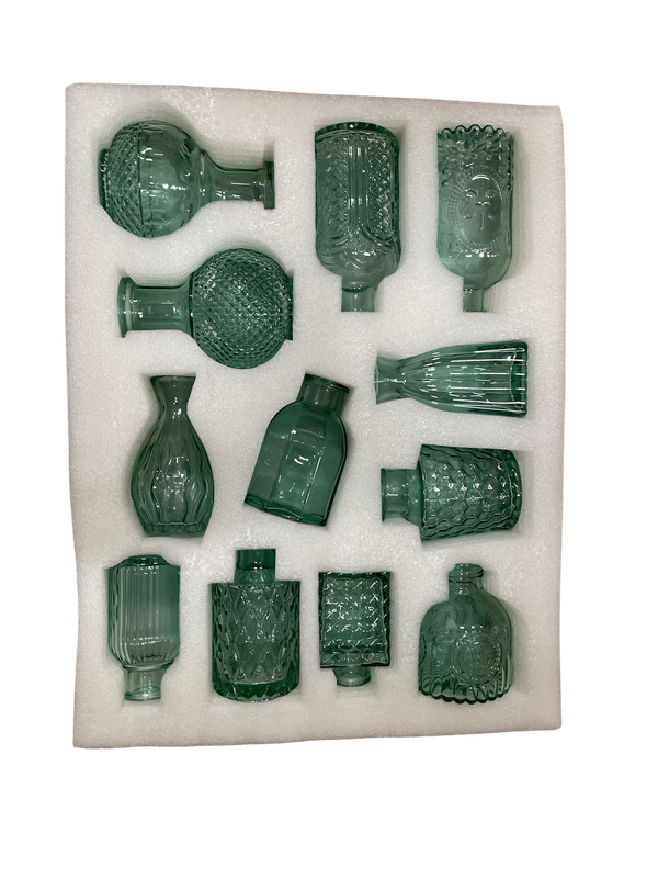 CAJA DE12 JARRONES DE VIDRIO