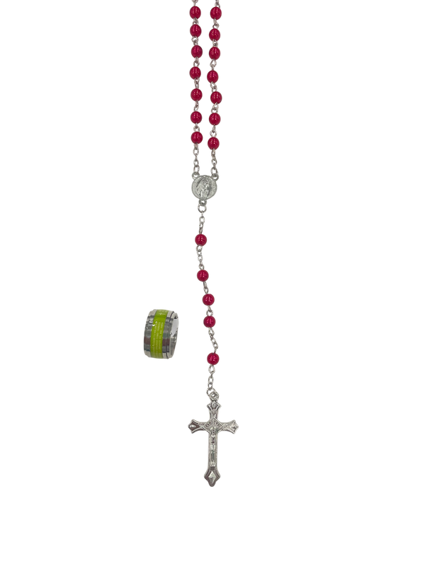 Rosario con anillo en pana