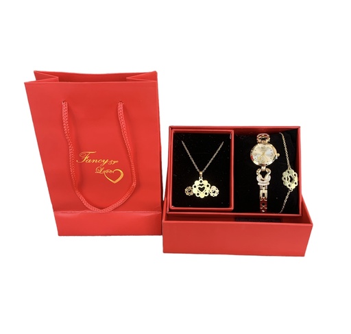[GF-2318428-2] Set de Reloj, pulsera, aritos y cadena 