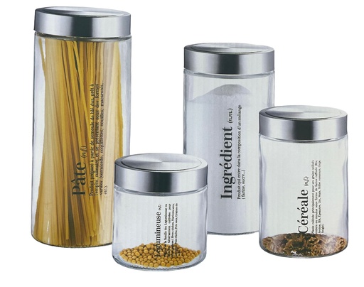 [A507-ZBOR-1] Set de 4 Botes de Vidrio 2200ml, 1700ml, 1250ml, 850ml