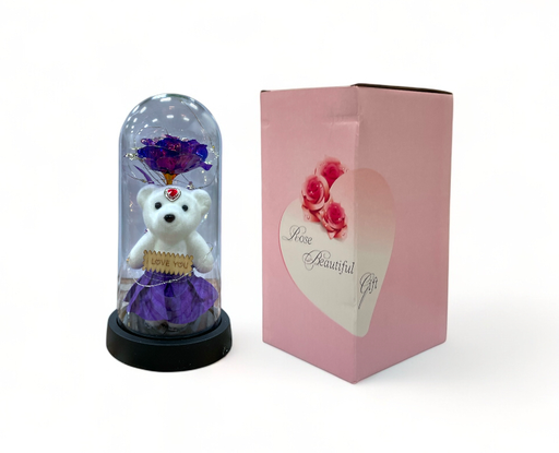 [MC244809] Adorno de Vidrio Rosa con Oso con Luz