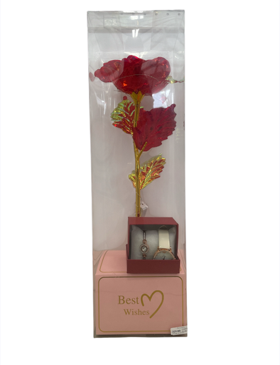 [FLOR7] Flor en estuche con reloj