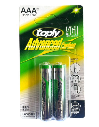 [RBT-2419760-2] Baterias AAA  1 par carton verde toply