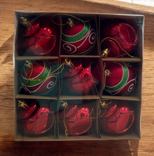 [CH-256011-1] caja de 9 pelotas navideñas