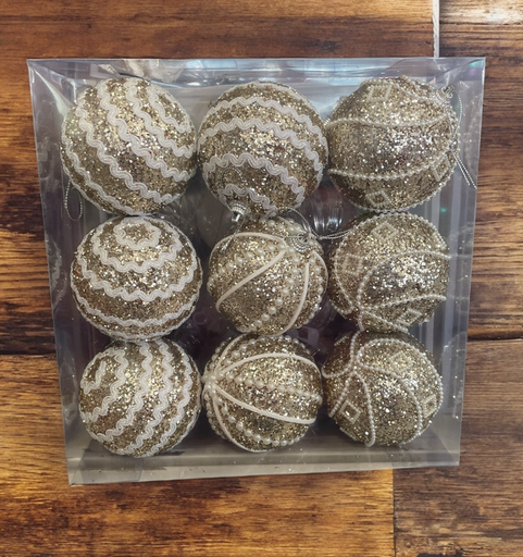 [CH-256018-13] set de 9 pelotas navideñas en estuche