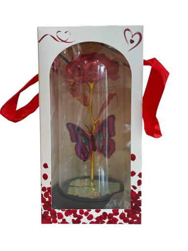 [4557852531795] Flor con mariposa en estuche con luz