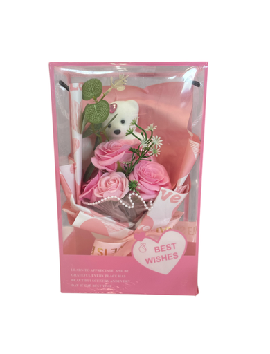 [4557852532570] Flor de jabon con osito en estuche