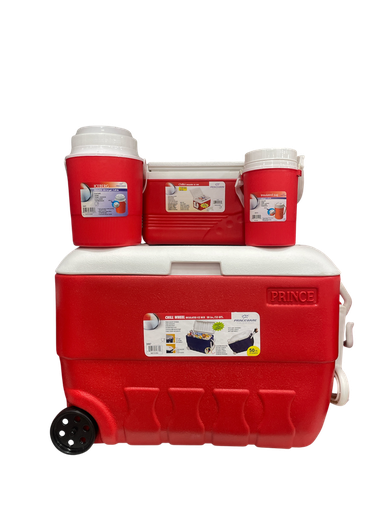 [3487c2] Set de 3 hieleras con carreta 1 termo