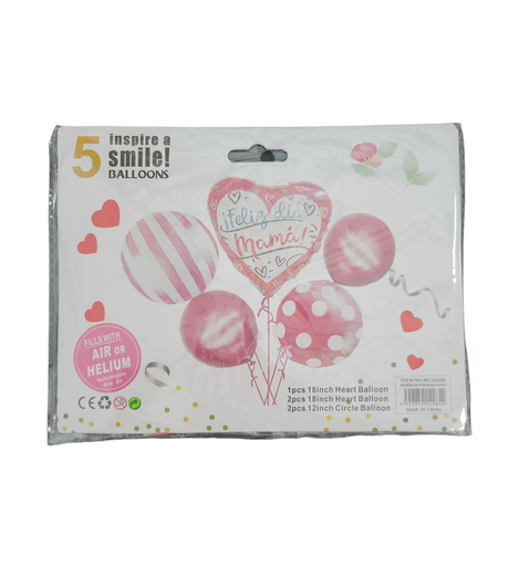[MC214285] SET DE 5 GLOBOS CON MENSAJE PARA MAMA