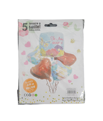 [MC214304] SET DE 5 GLOBOS CON MENSAJE PARA MAMA