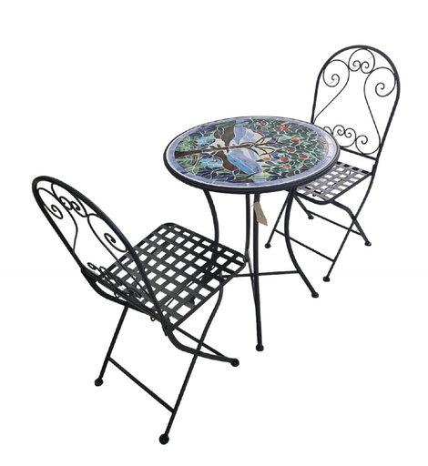 [MC232678-2] Mesa con 2 sillas de metal para jardin